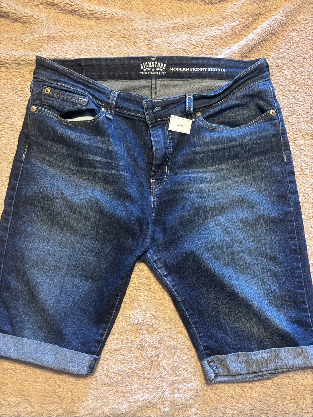 Signature Men's Skinny Denim Shorts - Dark Blue Wash